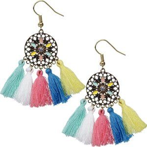 Multicolor Tassel Fringe Drop Earrings